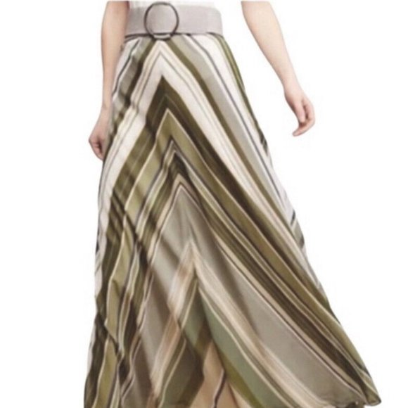 Free People | Women's Chevron Stripe Maxi Skirt Size 0 Green - Picture 5 of 14